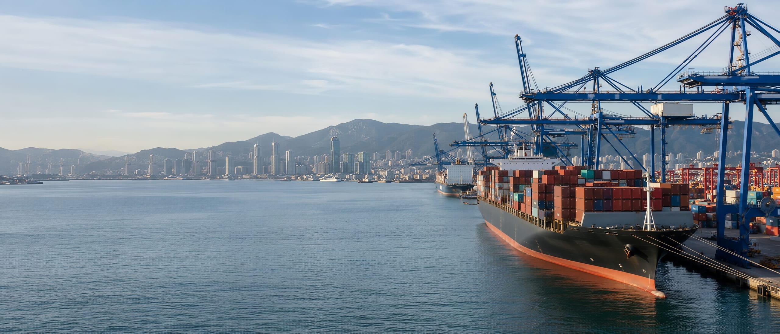 Aerial view of a container port